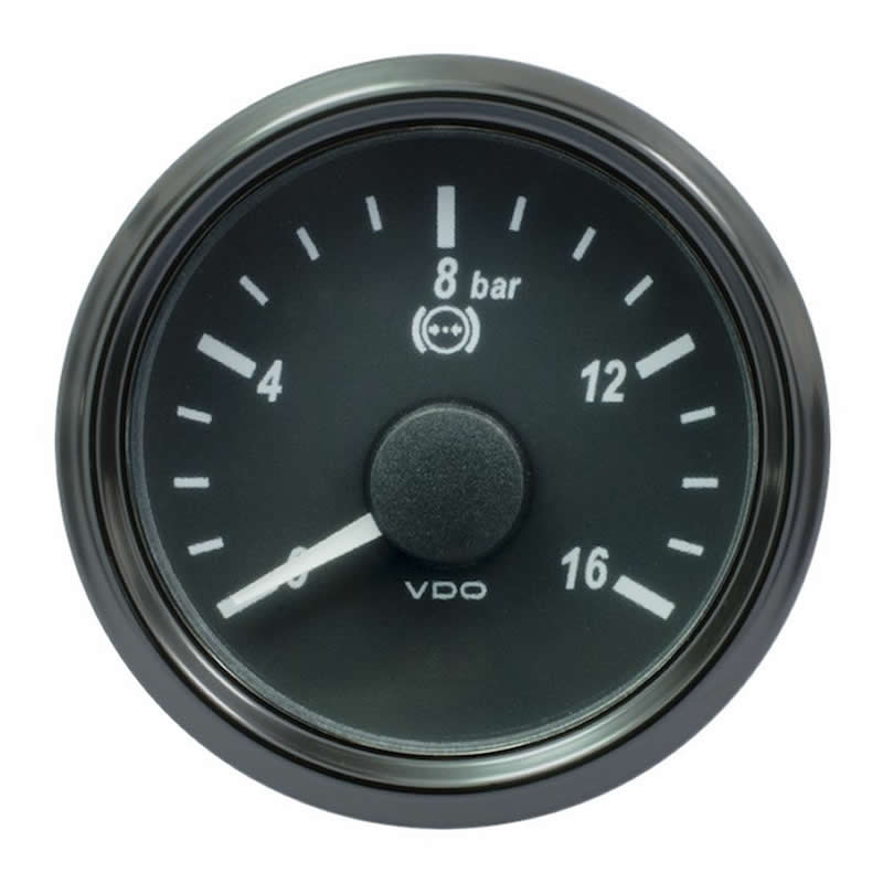 VDO SingleViu 1402 Brake Pressure 16Bar Black 52mm gauge